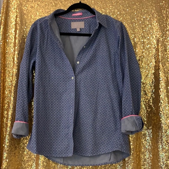 Banana Republic Denim Oxford Anchor Print - Picture 1 of 7